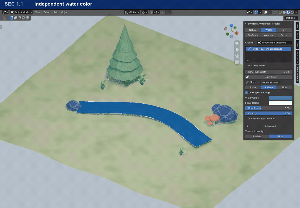 Give each river its own look - actual Blender 1.1 interface